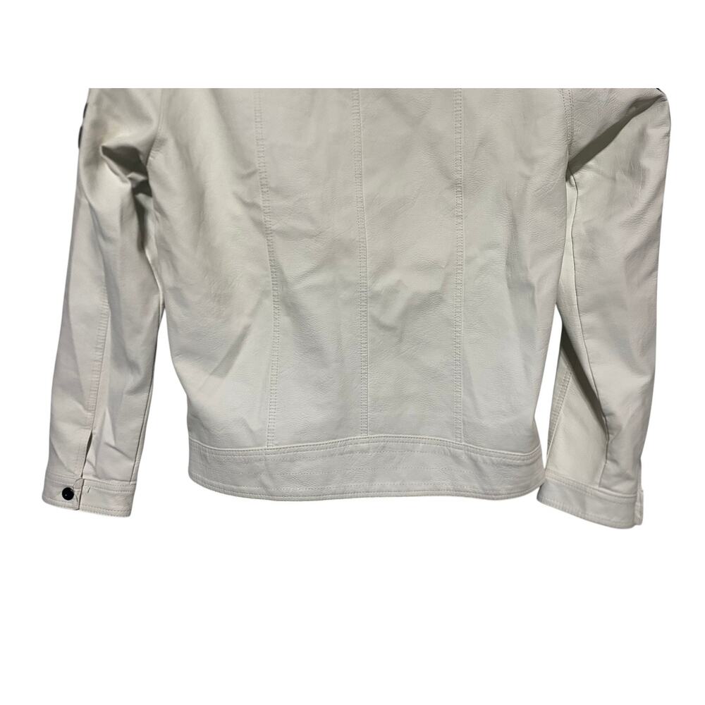 Hard Edge White Faux Leather Bomber Jacket Full Zip Men's Size XL - Picture 9 of 9